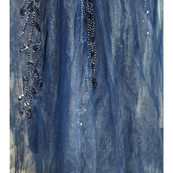 MacDuggal Embellished Flutter Sleeve Tulle Midnight Dress 4 - Picture 7 of 8